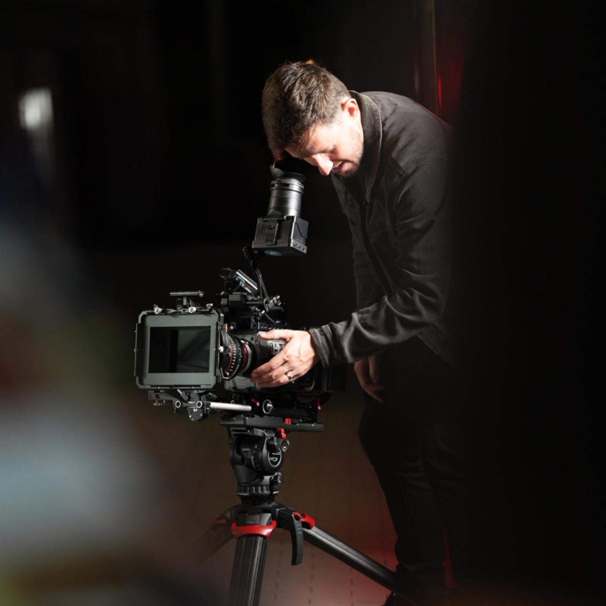 Man Looking Into Video Camera Man Looking Into Video Camera